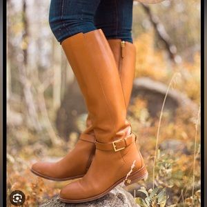 TORY BURCH - EUC WOMEN’S TAN BROOKE 25MM KNEE BOOT - SIZE 7.5